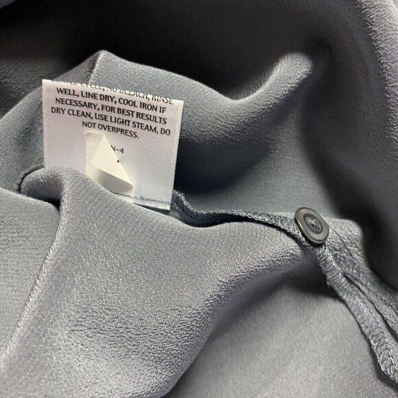 Eileen Fisher Blouse Women Small 100% Silk Crepe de Chine Drape Front Boxy Shirt - Picture 12 of 15